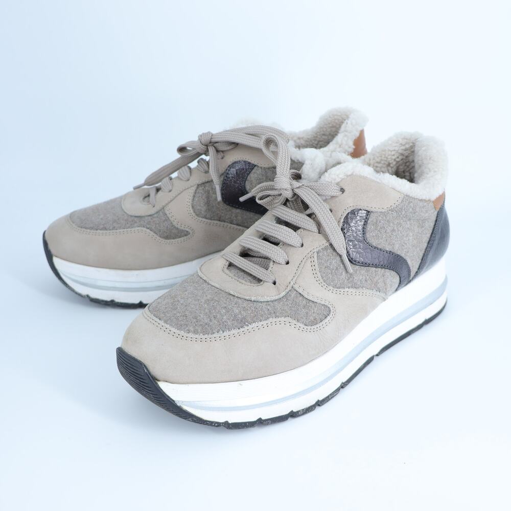 Voile Blanche Maran Shearling Sneakers Beige Gray Low Top Women's 40/US 10